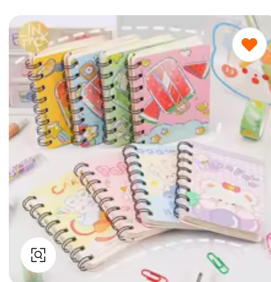 Cute kawaii A7 hard cover spiral notebooks in pastel cartoon designs